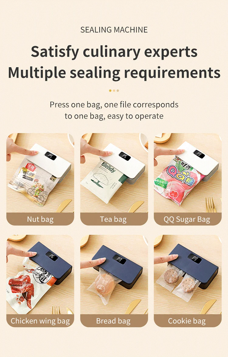 Plastic Bag Sealer Mini Heat Bag Sealing Machine Rechargeable Handheld Food Packaging Heat Sealer Thermal Bags Sealing Machine