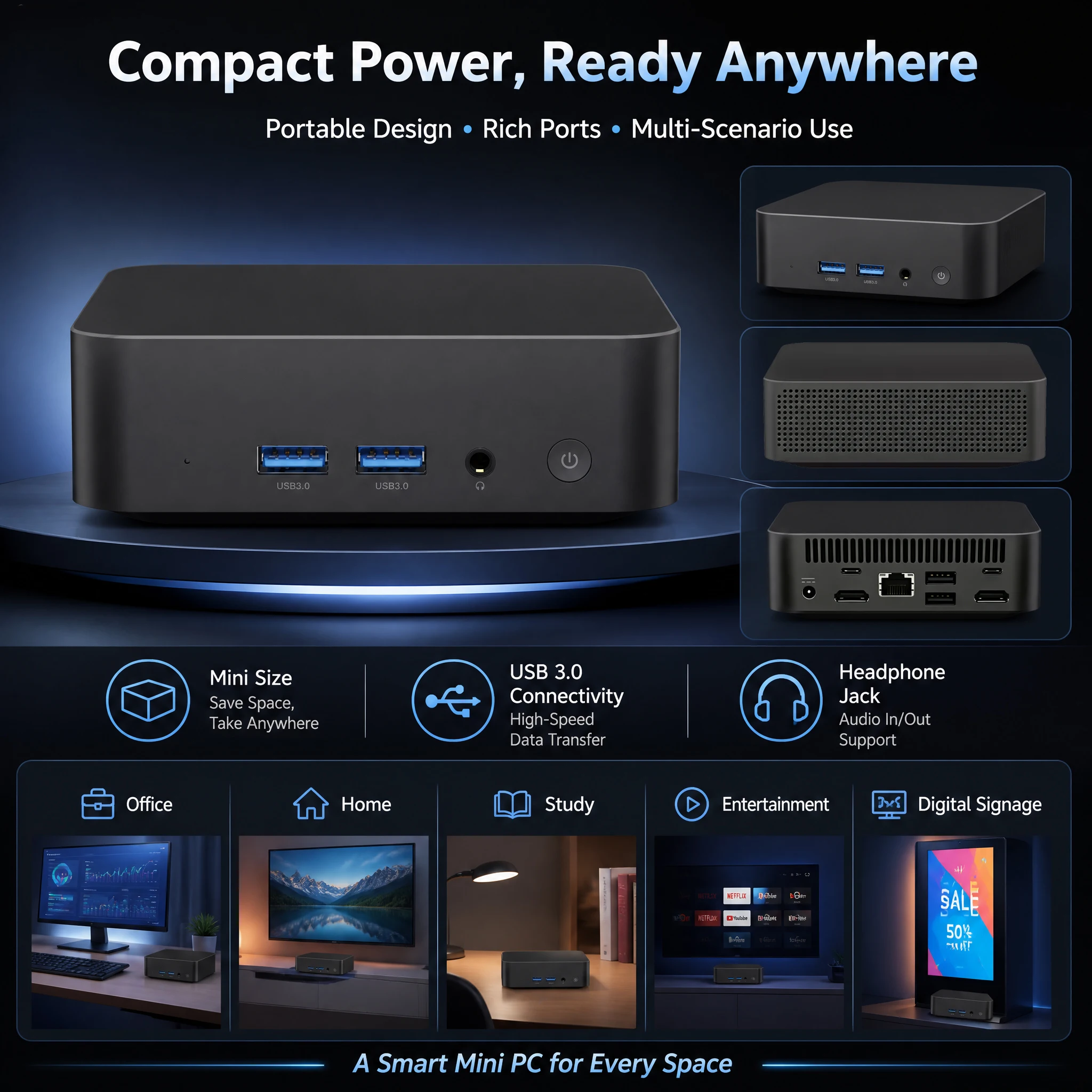 2026 Mini PC Intel Core I9 10980HK I3 6100U Windows 11 Gaming Computer Desktop PC RAM 16GB SSD 1TB WiFi6 BT5.2 Portable Gamer PC