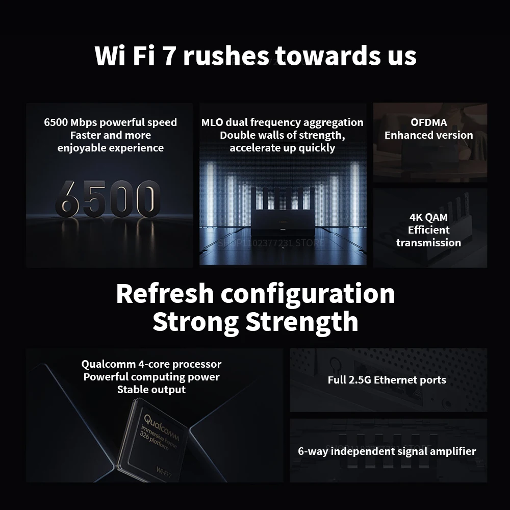 New Xiaomi Router BE6500 WiFi 7 6500M Full 2.5G Network Port 4-core Qualcomm Processor loT Smart Linkage Network Security Home -