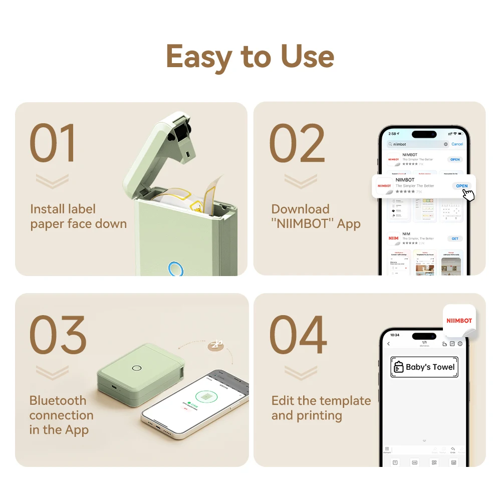 Niimbot D110 Mini Handheld Thermal Label Maker Wireless Sticker Machine Inkless Pocket with Label Sticker for Home Office