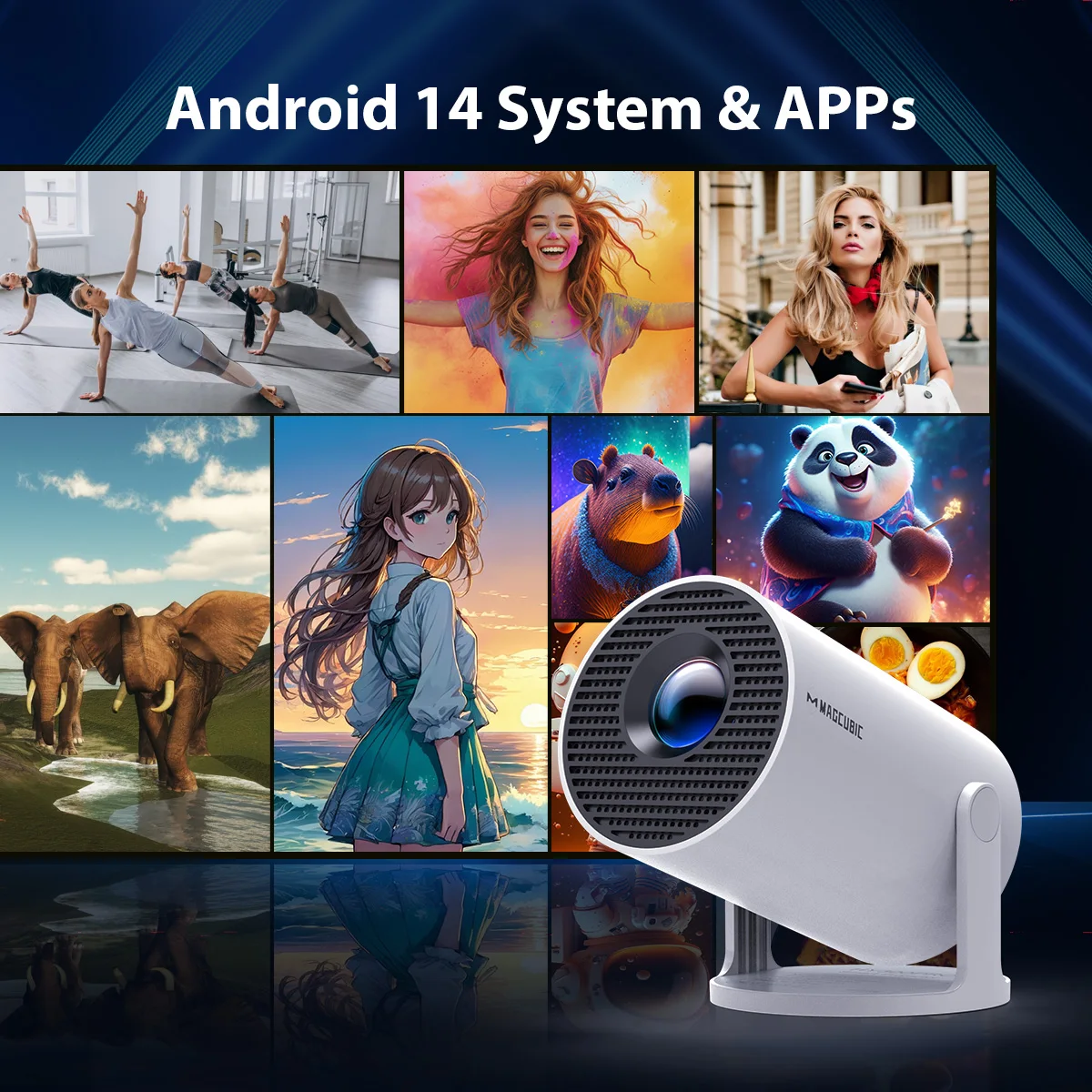 Magcubic Projector HY300 PRO 8K Android 14 Dual Wifi6 290ANSI Allwinner H726 BT5.4 1080P 1280*720P Home Cinema Outdoor Projetor