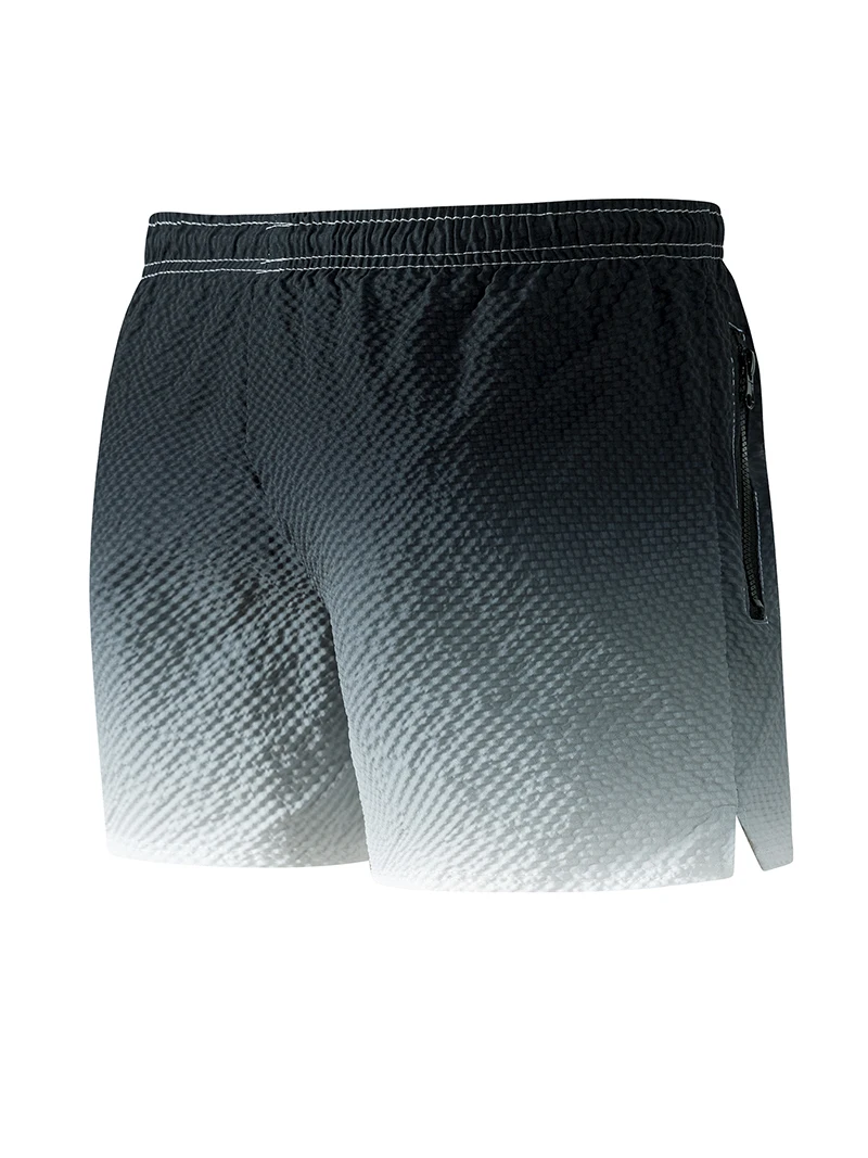 Men's Seersucker Beach Shorts with Mesh Liner Summer Casual Board Shorts with Zipper Pockets Quick Dry Swim Shorts Swim Trunks