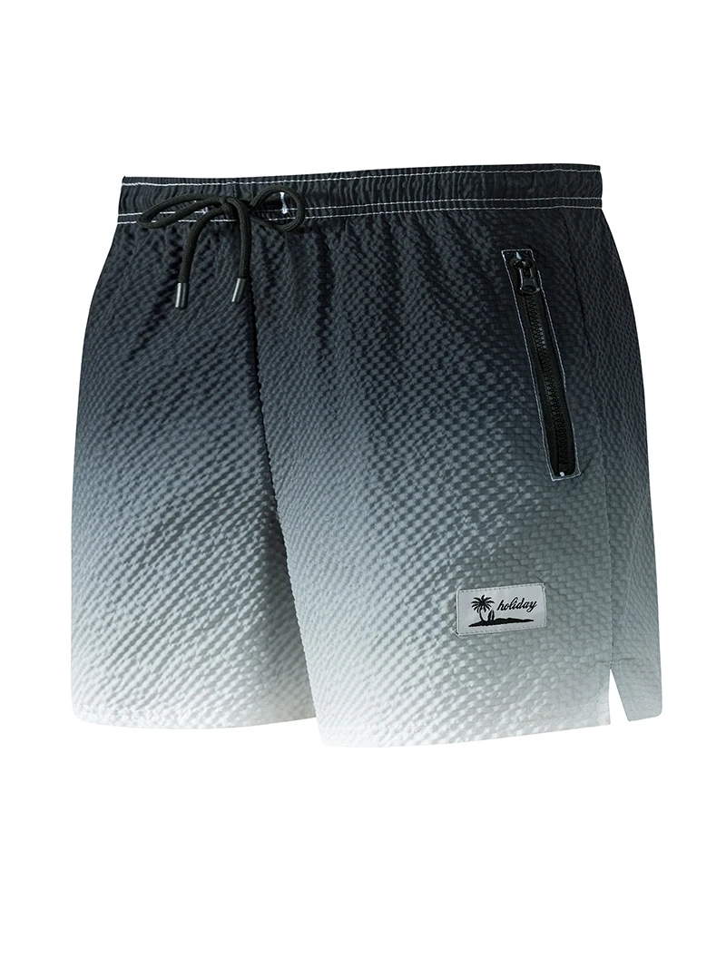 Men's Seersucker Beach Shorts with Mesh Liner Summer Casual Board Shorts with Zipper Pockets Quick Dry Swim Shorts Swim Trunks