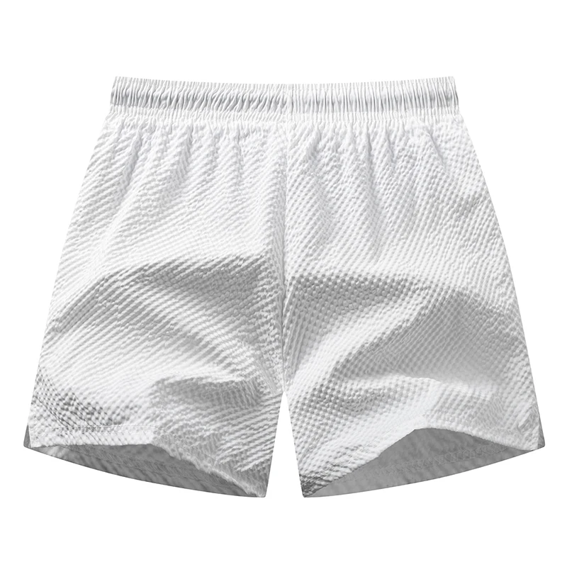 Men's Seersucker Beach Shorts with Mesh Liner Summer Casual Board Shorts with Zipper Pockets Quick Dry Swim Shorts Swim Trunks