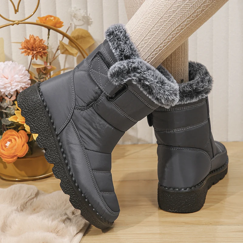 2026 Waterproof Snow Boots for Women Winter Shoes Faux Fur Plush Ankle Boots Woman Plus Size Non-Slip Warm Cotton Botas Mujer
