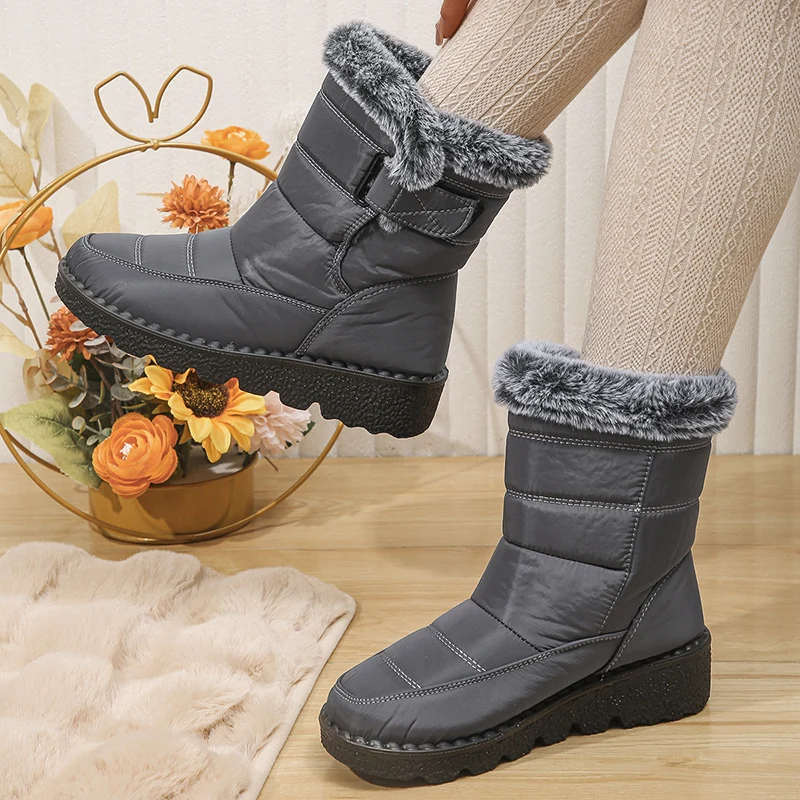 2026 Waterproof Snow Boots for Women Winter Shoes Faux Fur Plush Ankle Boots Woman Plus Size Non-Slip Warm Cotton Botas Mujer