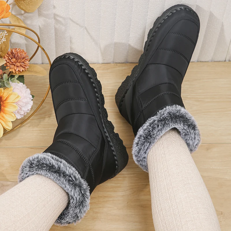 2026 Waterproof Snow Boots for Women Winter Shoes Faux Fur Plush Ankle Boots Woman Plus Size Non-Slip Warm Cotton Botas Mujer