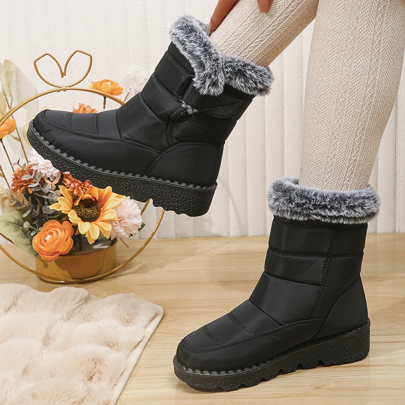 2026 Waterproof Snow Boots for Women Winter Shoes Faux Fur Plush Ankle Boots Woman Plus Size Non-Slip Warm Cotton Botas Mujer