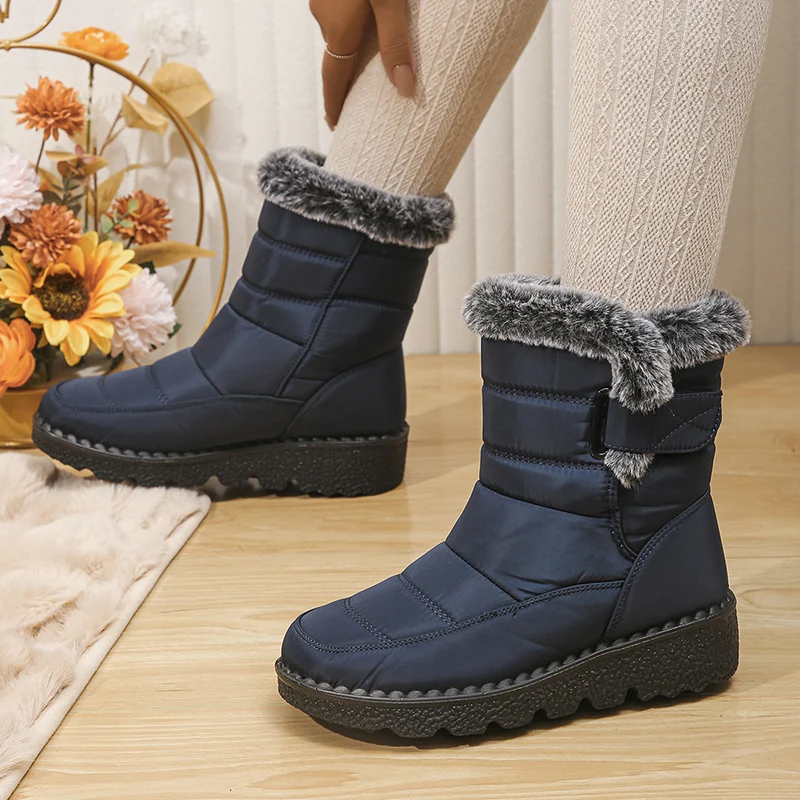 2026 Waterproof Snow Boots for Women Winter Shoes Faux Fur Plush Ankle Boots Woman Plus Size Non-Slip Warm Cotton Botas Mujer