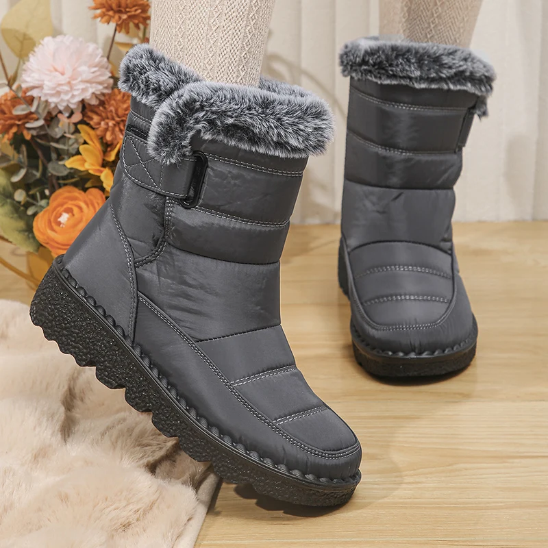2026 Waterproof Snow Boots for Women Winter Shoes Faux Fur Plush Ankle Boots Woman Plus Size Non-Slip Warm Cotton Botas Mujer
