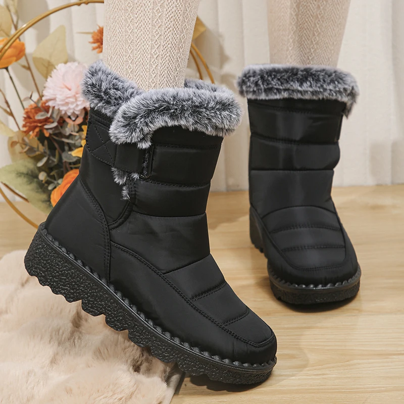 2026 Waterproof Snow Boots for Women Winter Shoes Faux Fur Plush Ankle Boots Woman Plus Size Non-Slip Warm Cotton Botas Mujer