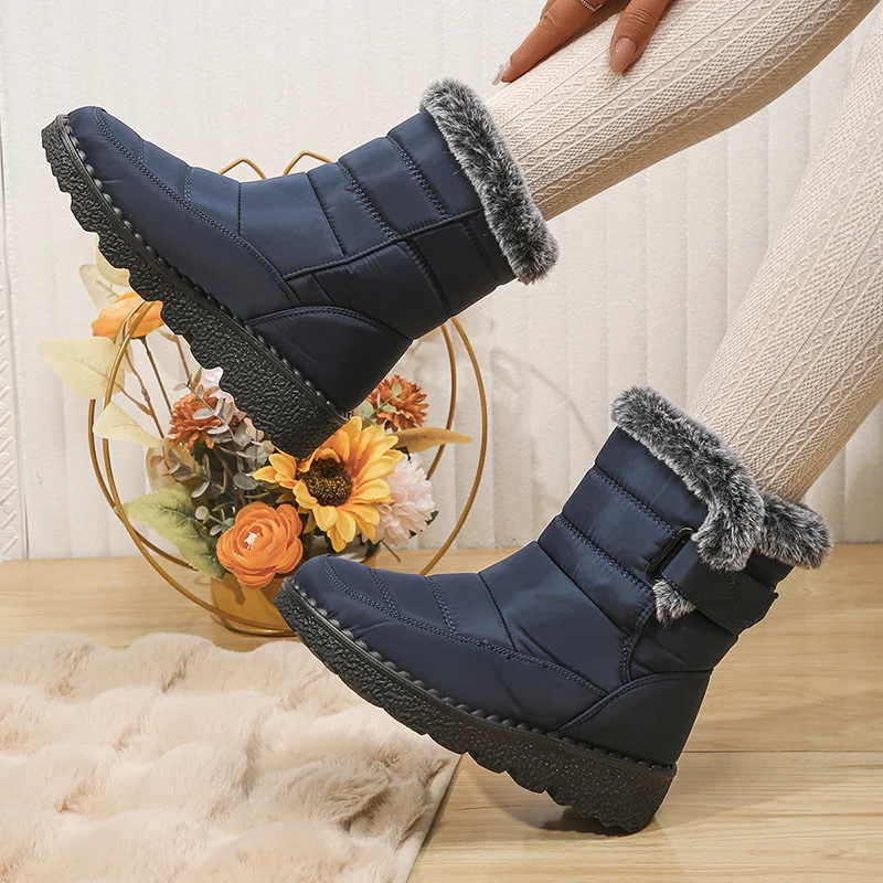 2026 Waterproof Snow Boots for Women Winter Shoes Faux Fur Plush Ankle Boots Woman Plus Size Non-Slip Warm Cotton Botas Mujer