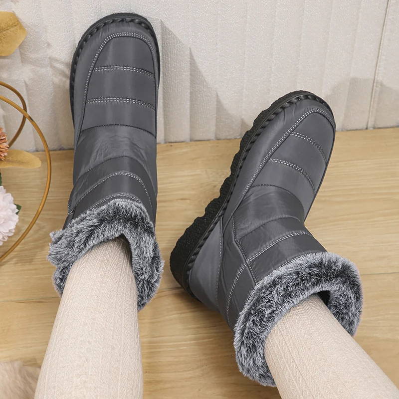 2026 Waterproof Snow Boots for Women Winter Shoes Faux Fur Plush Ankle Boots Woman Plus Size Non-Slip Warm Cotton Botas Mujer