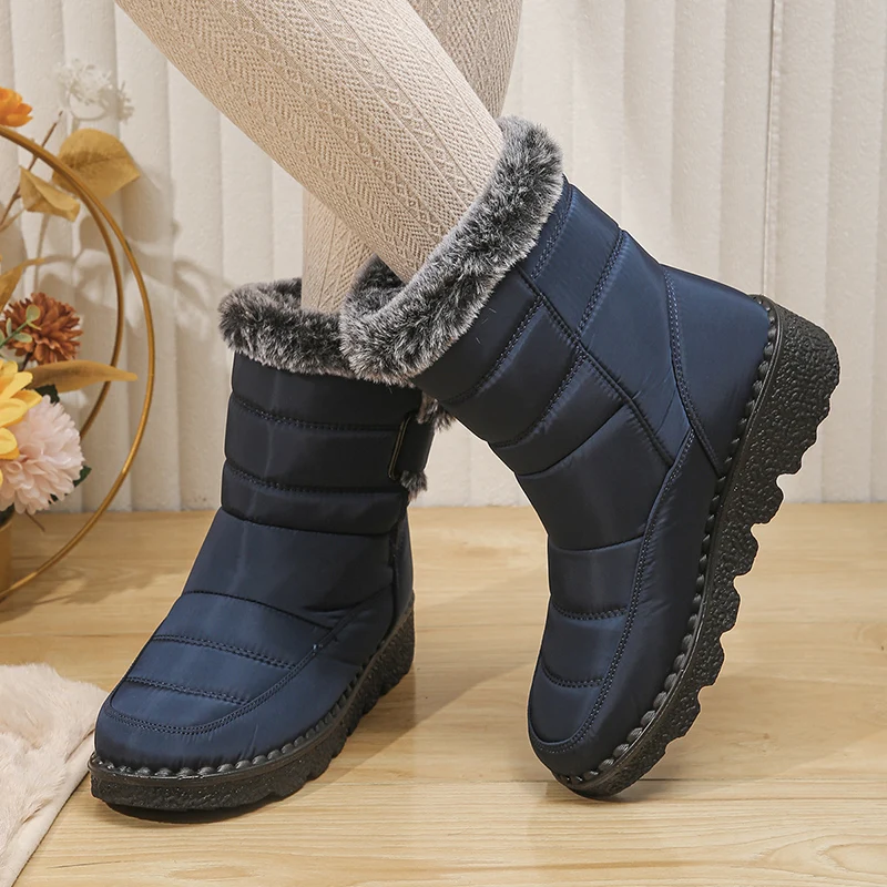 2026 Waterproof Snow Boots for Women Winter Shoes Faux Fur Plush Ankle Boots Woman Plus Size Non-Slip Warm Cotton Botas Mujer