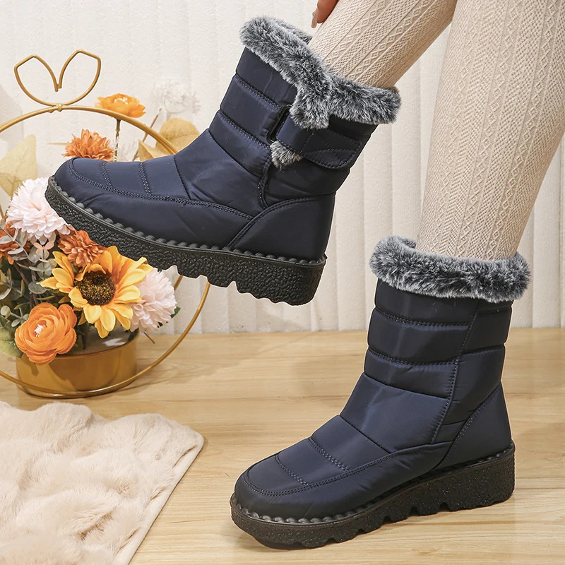 2026 Waterproof Snow Boots for Women Winter Shoes Faux Fur Plush Ankle Boots Woman Plus Size Non-Slip Warm Cotton Botas Mujer