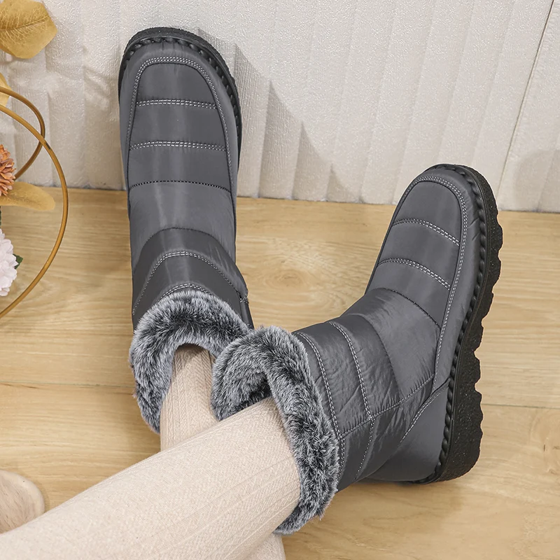 2026 Waterproof Snow Boots for Women Winter Shoes Faux Fur Plush Ankle Boots Woman Plus Size Non-Slip Warm Cotton Botas Mujer