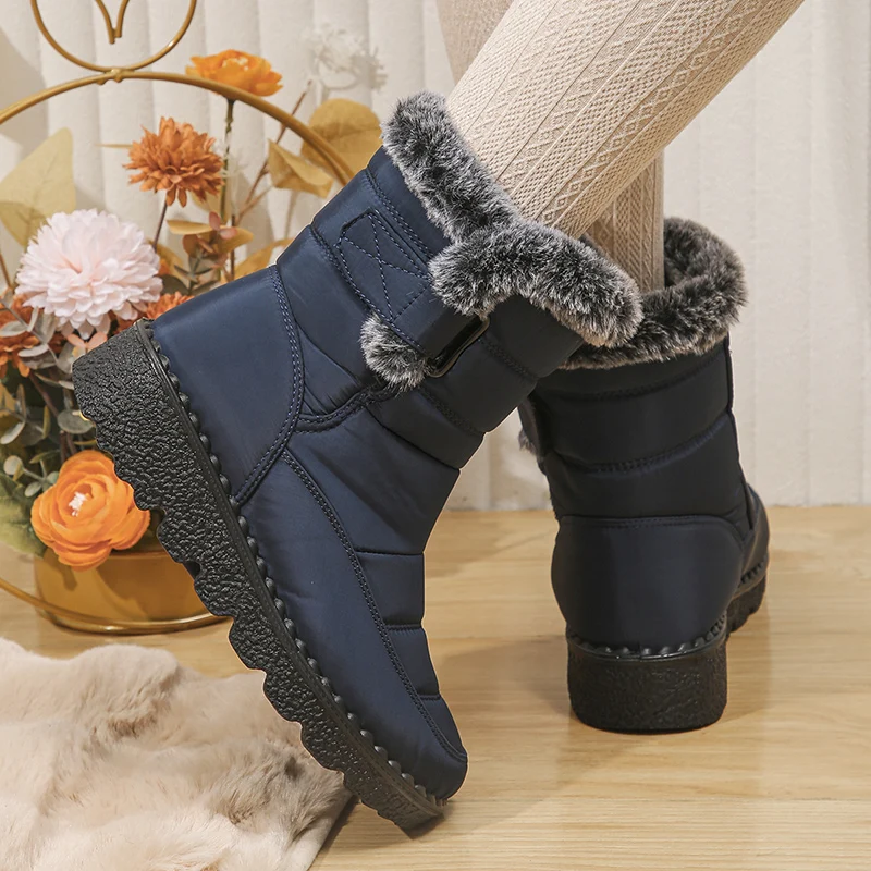 2026 Waterproof Snow Boots for Women Winter Shoes Faux Fur Plush Ankle Boots Woman Plus Size Non-Slip Warm Cotton Botas Mujer