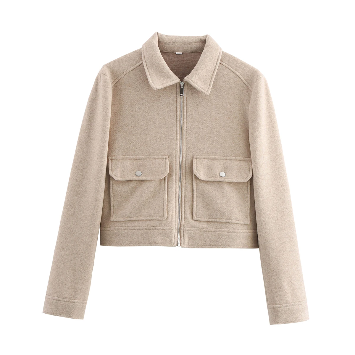 SLTNX Women's Zipper Jacket Coat New Winter Long Sleeve Pocket Outerwear Coat Short Street Elegant Women's Jacket