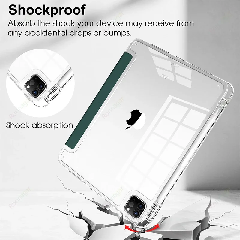 With Pencil Holder Case for iPad A16 A19 12th 11th 2026 Air11 13 Air8 M4 M3 M2 Pro11 12.9 13 M4 M5 Air4 5 10 9 8 7 9.7 10.2 10.5