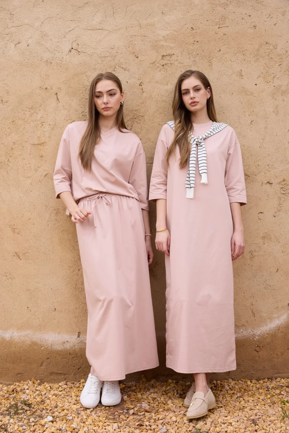 AS SS26 oversize loose T-shirt dress + V neck T-shirt + skirt set casual style woman clothes