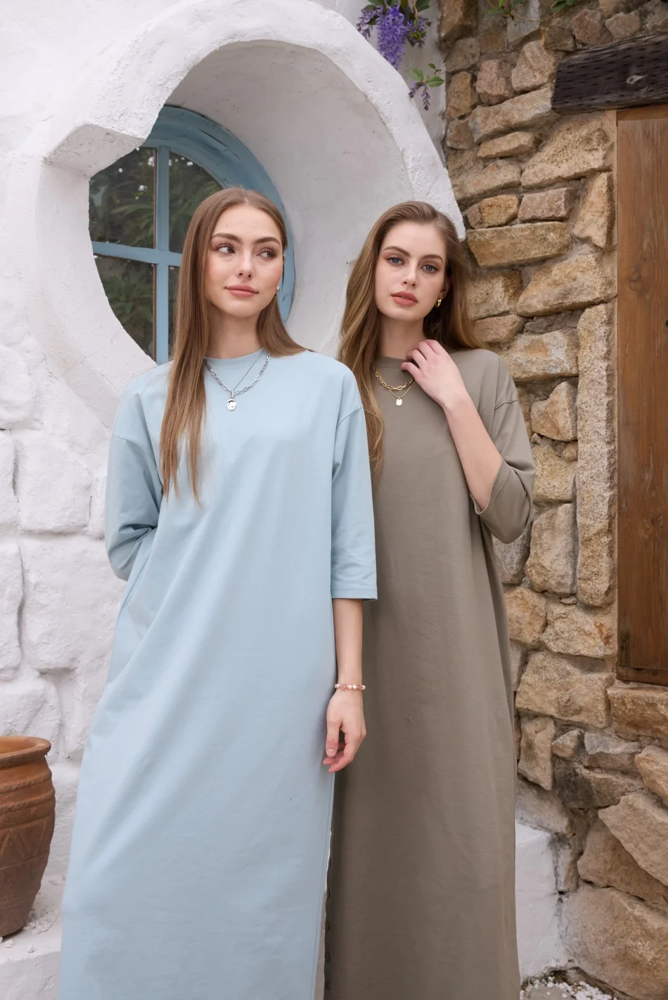 AS SS26 oversize loose T-shirt dress + V neck T-shirt + skirt set casual style woman clothes