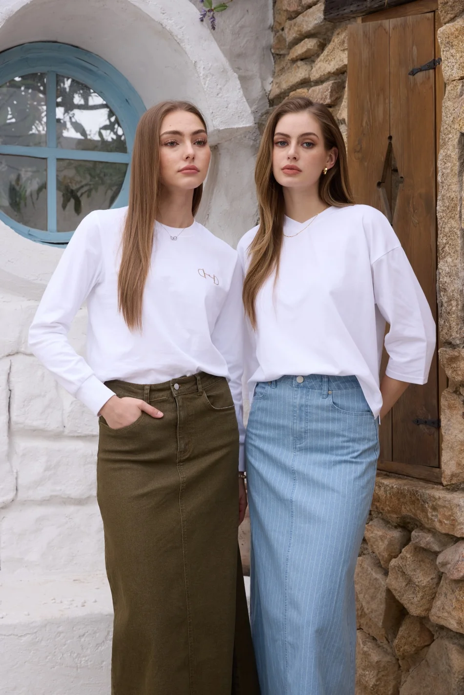 AS SS26 oversize loose T-shirt dress + V neck T-shirt + skirt set casual style woman clothes