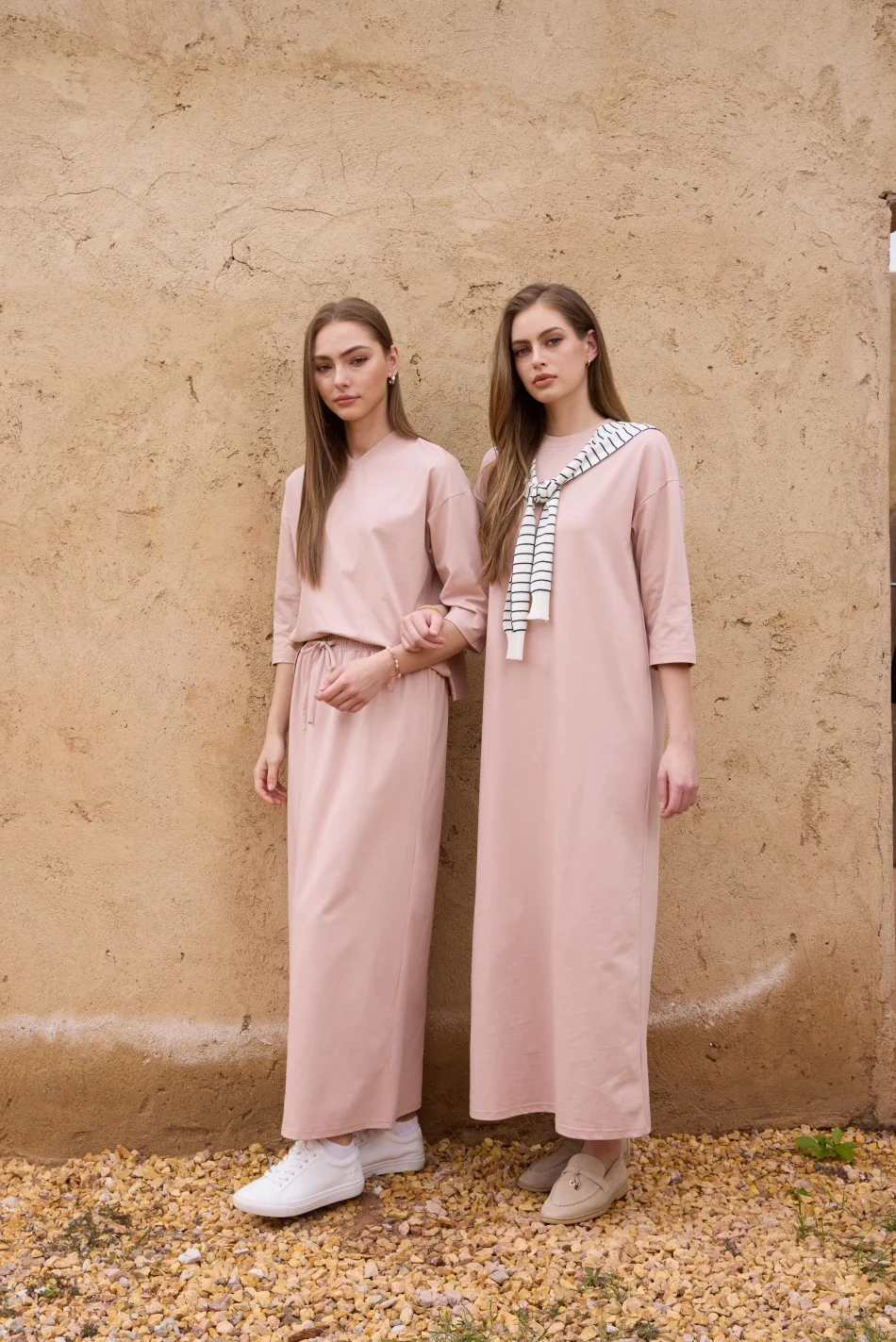 AS SS26 oversize loose T-shirt dress + V neck T-shirt + skirt set casual style woman clothes