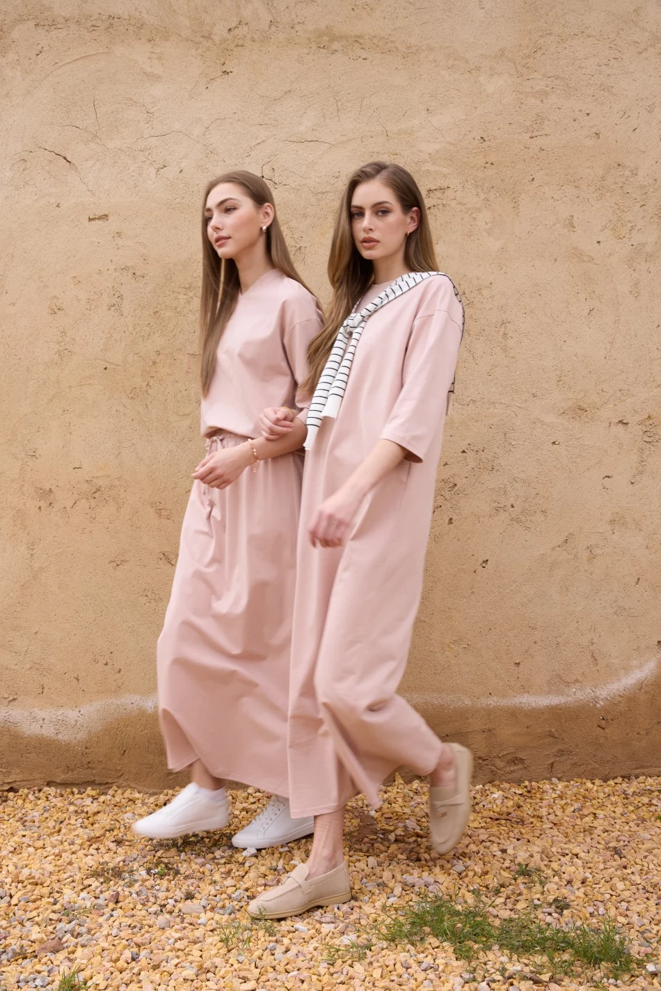 AS SS26 oversize loose T-shirt dress + V neck T-shirt + skirt set casual style woman clothes
