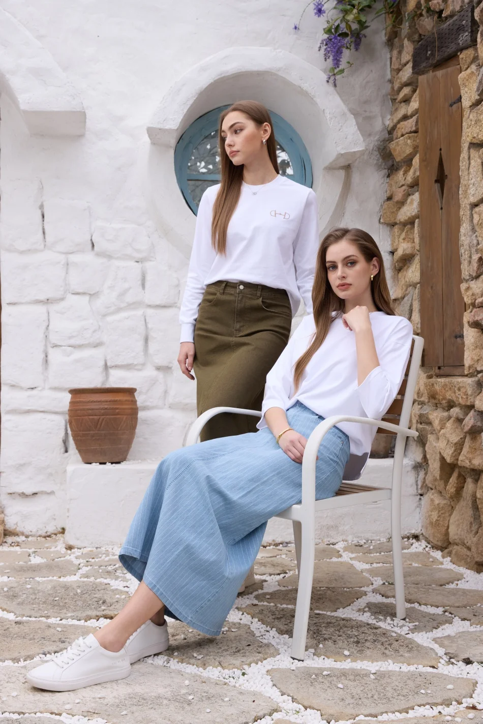 AS SS26 oversize loose T-shirt dress + V neck T-shirt + skirt set casual style woman clothes