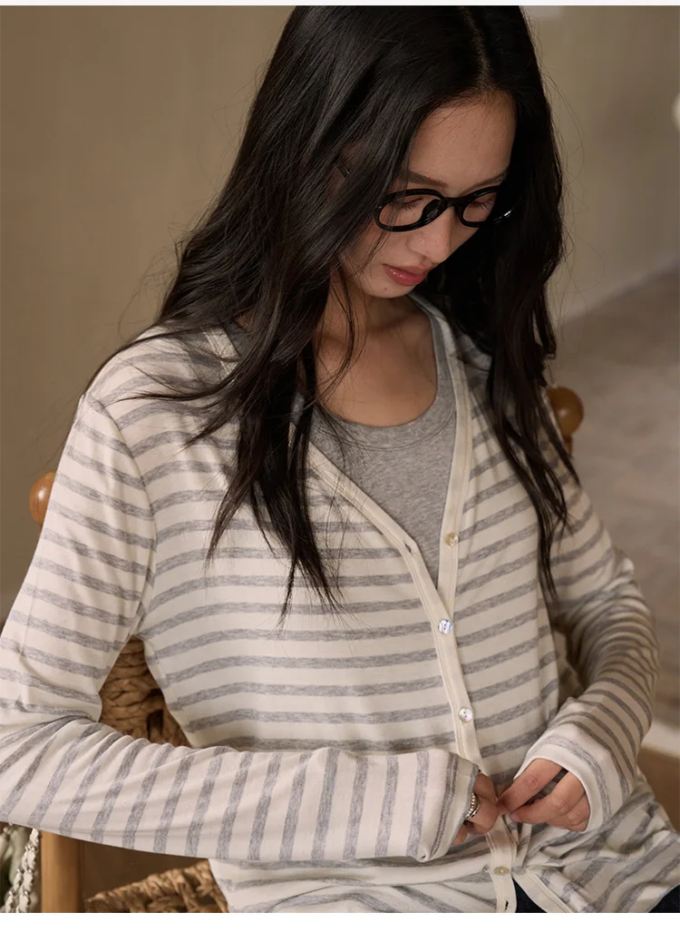 Spring Summer V Neck Cardigan For Women Silk Wool Skin-friendly Knitwear Lightweight Buttoned Coat