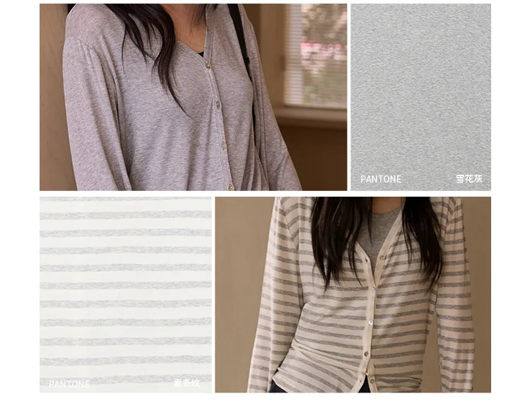 Spring Summer V Neck Cardigan For Women Silk Wool Skin-friendly Knitwear Lightweight Buttoned Coat