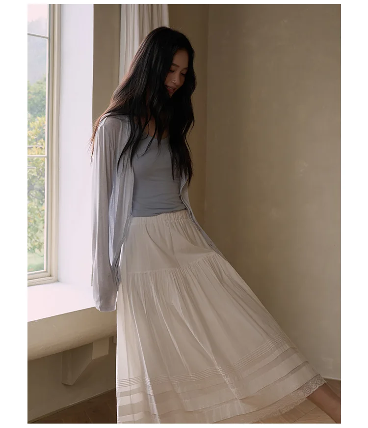 Spring Summer V Neck Cardigan For Women Silk Wool Skin-friendly Knitwear Lightweight Buttoned Coat