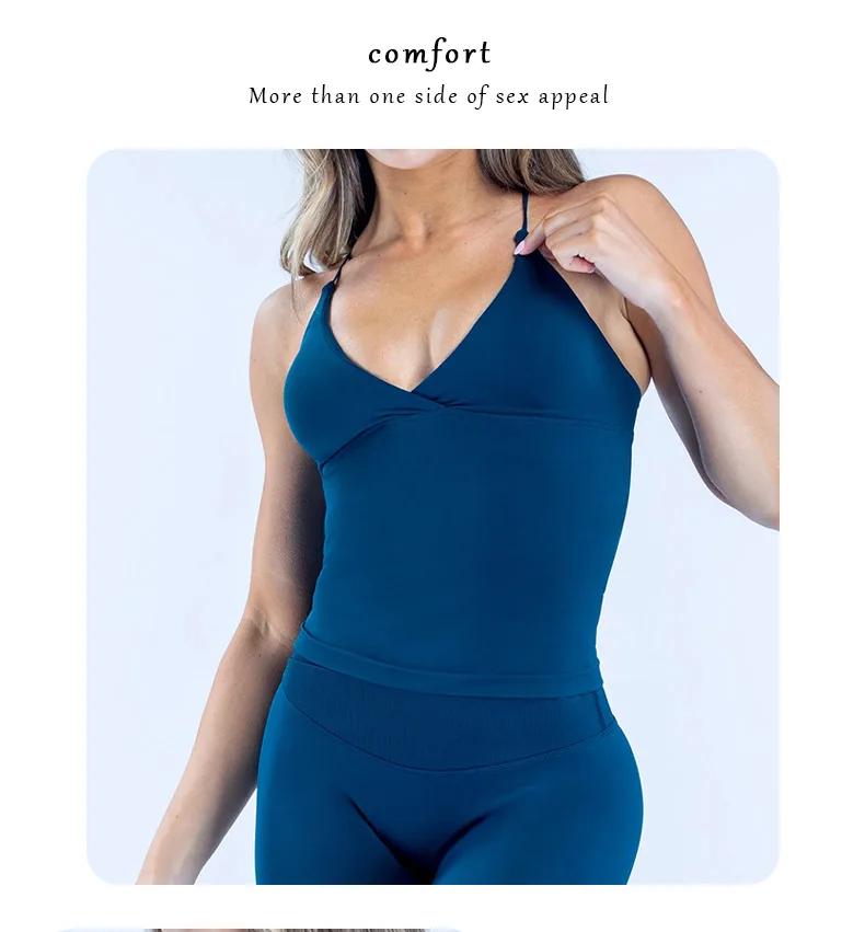 Women Seamless Cross Sports Vest Gym Yoga Tops with Padded Sexy Backless Workout Fitness Camisole Running Sports Tops Summer