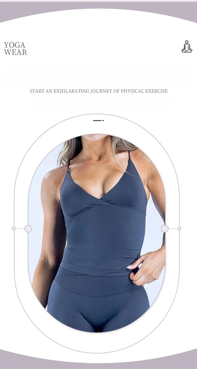 Women Seamless Cross Sports Vest Gym Yoga Tops with Padded Sexy Backless Workout Fitness Camisole Running Sports Tops Summer