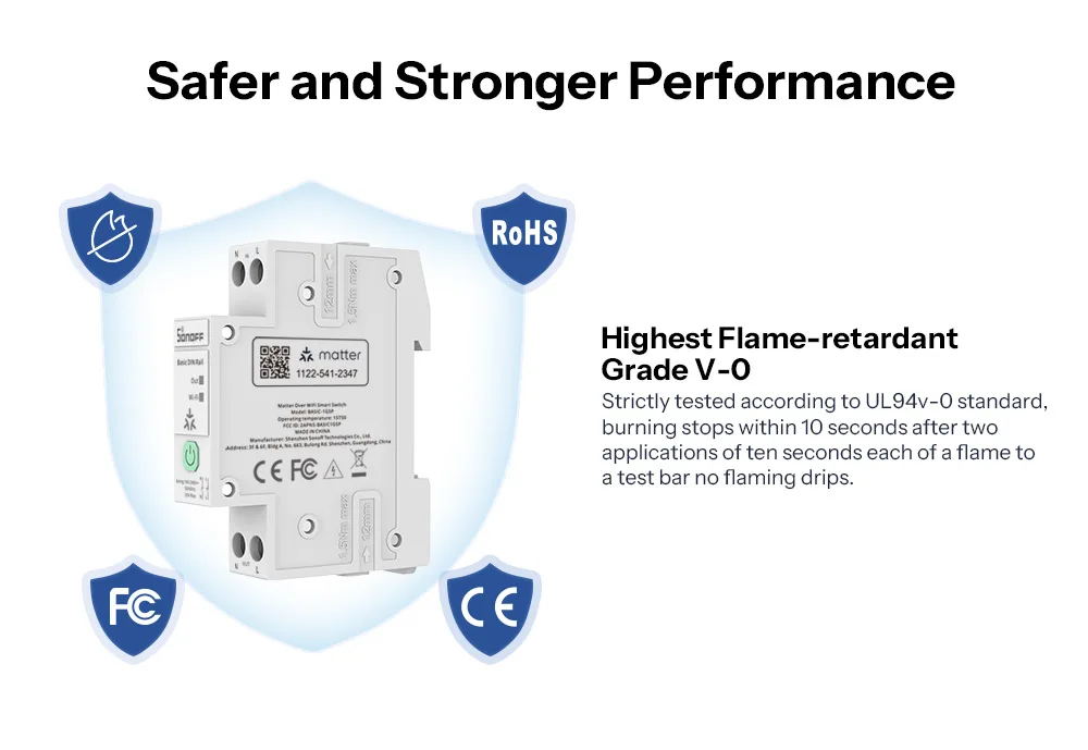 SONOFF BASIC-1GSP Basic Single-Channel DIN Rail Switch Matter WiFi Energy Consumption Monitoring Overload Protection Up to 32A