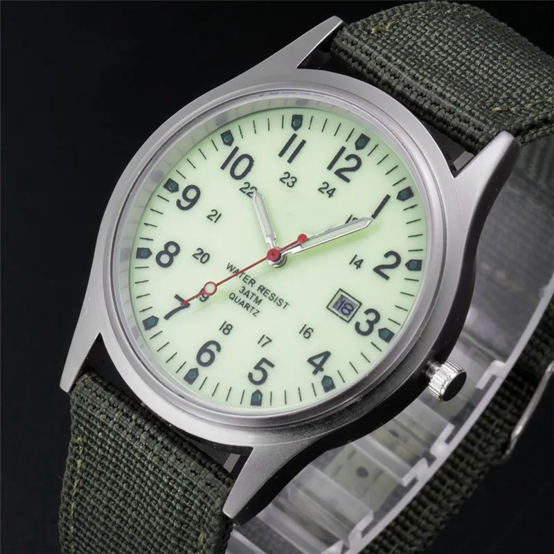 Boys Brand Cheap Watches Men Fashion Casual Nylon Band Sports Army Gifts Date Quartz Wrist Watch Fluorescent Relogio Masculino