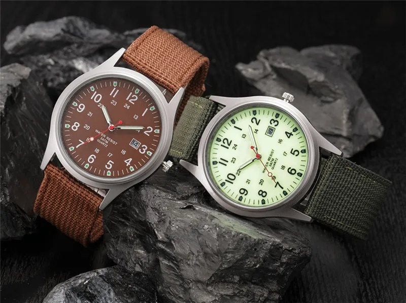 Boys Brand Cheap Watches Men Fashion Casual Nylon Band Sports Army Gifts Date Quartz Wrist Watch Fluorescent Relogio Masculino