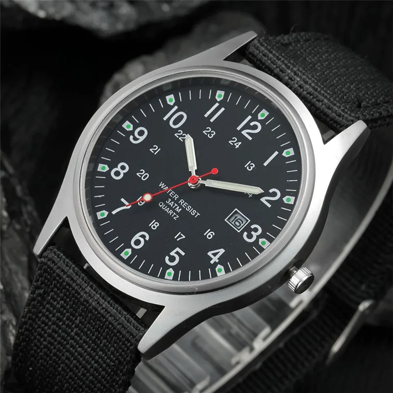 Boys Brand Cheap Watches Men Fashion Casual Nylon Band Sports Army Gifts Date Quartz Wrist Watch Fluorescent Relogio Masculino