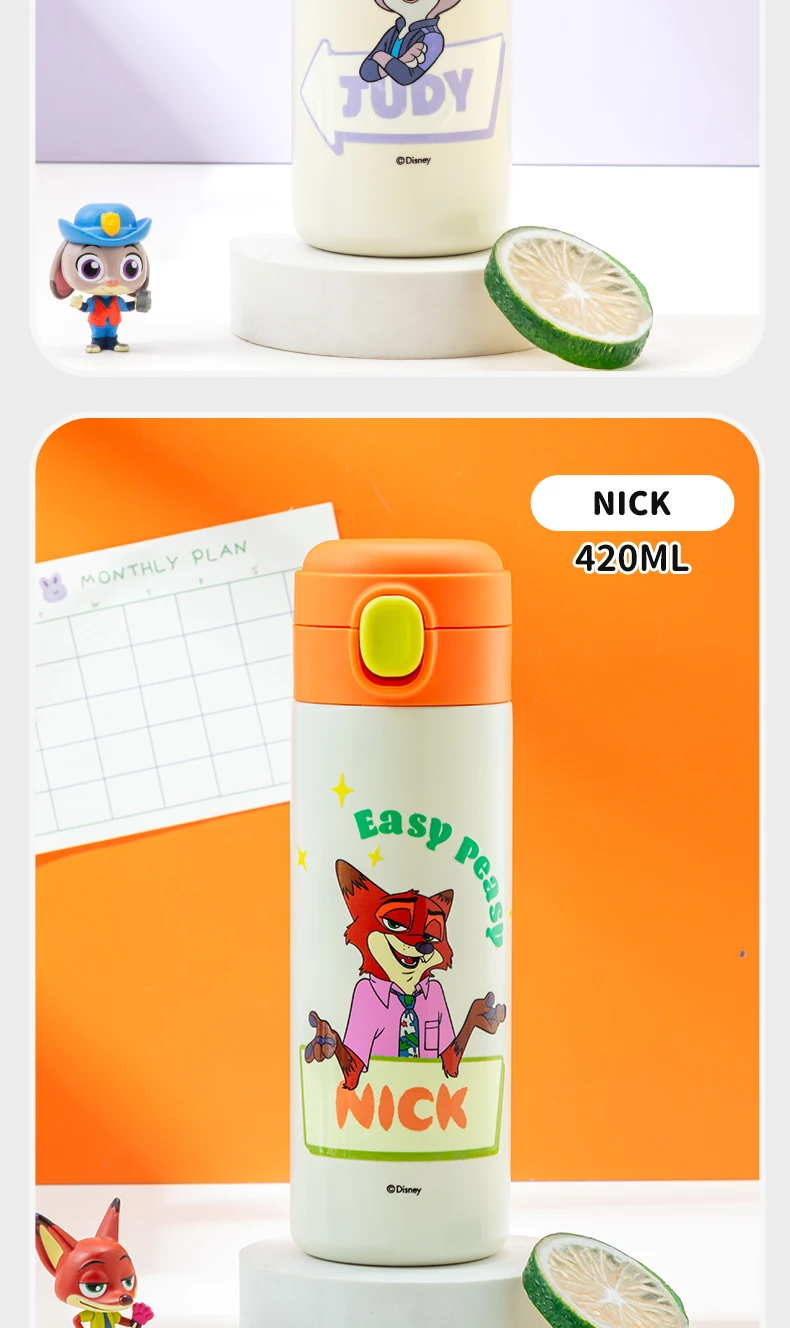 Disney Children's 316 Stainless Steel Insulated Cup for Primary School Students, Direct Drinking Straw Cup, Double Drinking Cup