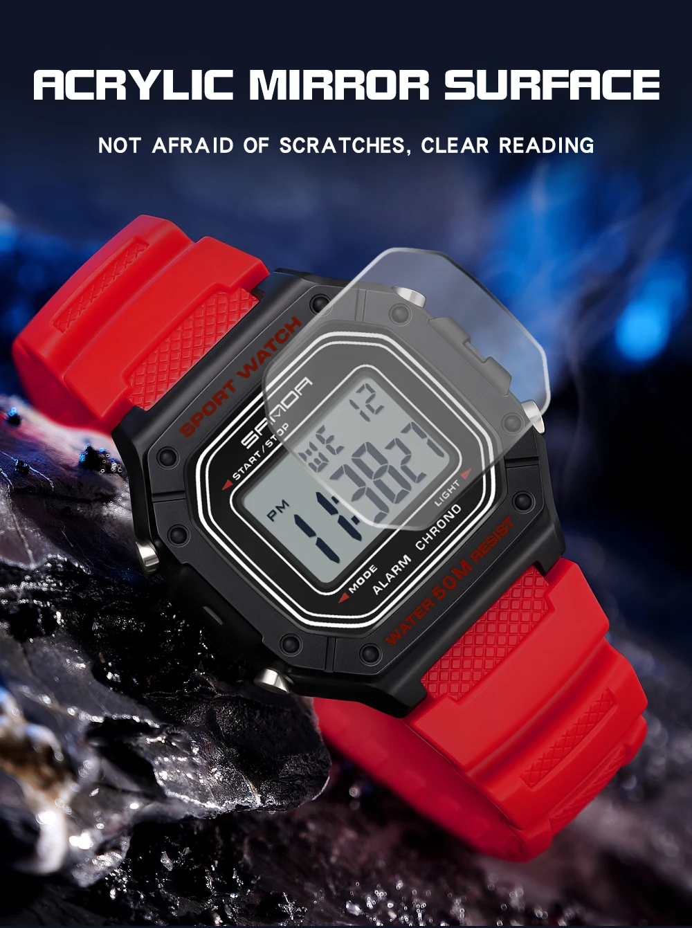 SANDA 2156 Fashion Mens Watch Military Water Resistant Sport Watches Army Big Dial Led Digital Wristwatches Stopwatches For Male