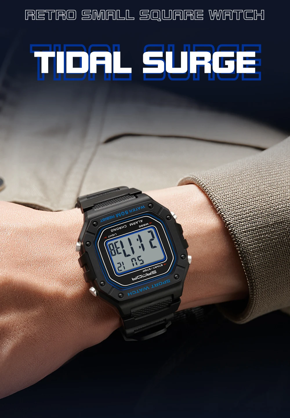 SANDA 2156 Fashion Mens Watch Military Water Resistant Sport Watches Army Big Dial Led Digital Wristwatches Stopwatches For Male