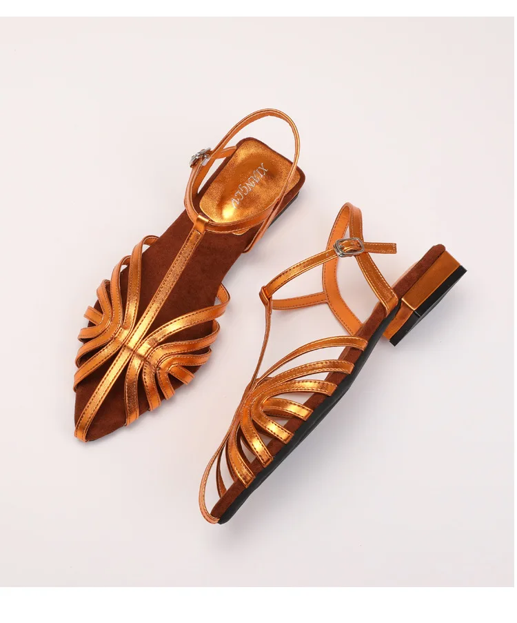 ZAROY Women Roman Sandals Summer Low Heel Ankle Strap Buckle Sandals Pointed Toe Hollowed Out T-strap Sandalias сандали