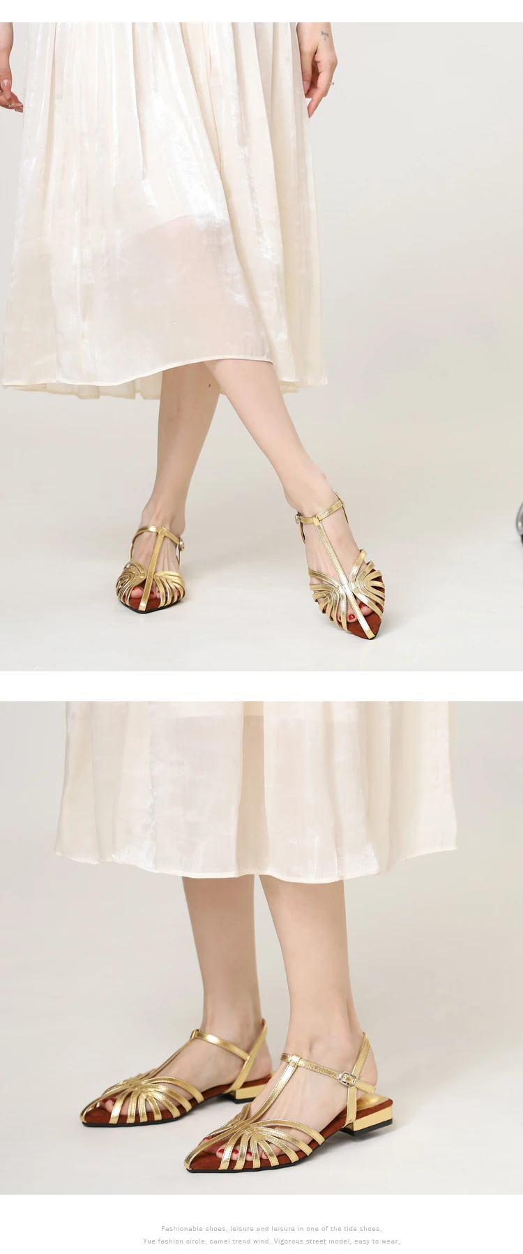 ZAROY Women Roman Sandals Summer Low Heel Ankle Strap Buckle Sandals Pointed Toe Hollowed Out T-strap Sandalias сандали