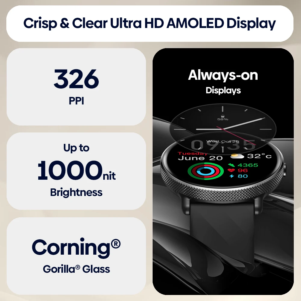 Zeblaze GTR 3 Pro Voice Calling Smart Watch 1.43" AMOLED Display 316L Stainless Steel Frame Fitness Tracking Smartwatch