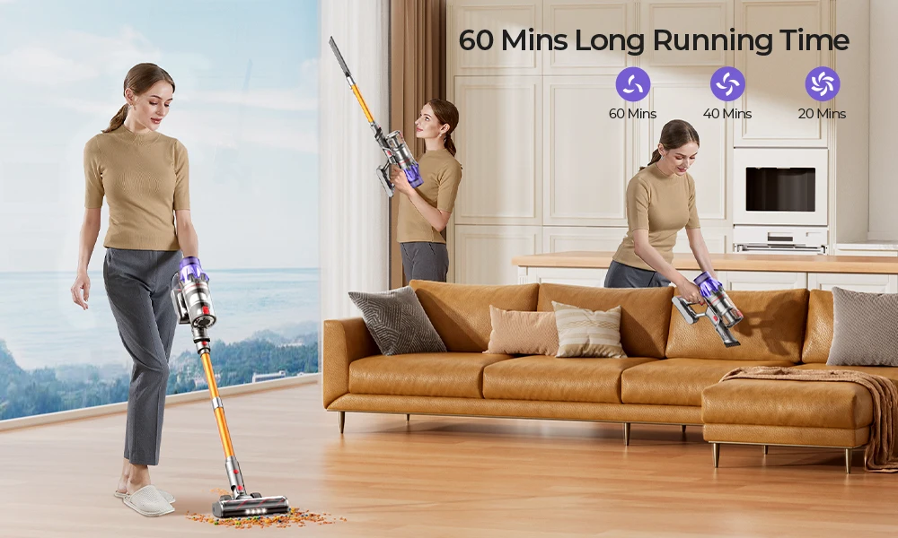 Laresar V7 500W 50000PA Suction Power Cordless Vacuum Cleaner Handheld smart Home Appliance Removable Battery Dust Cup