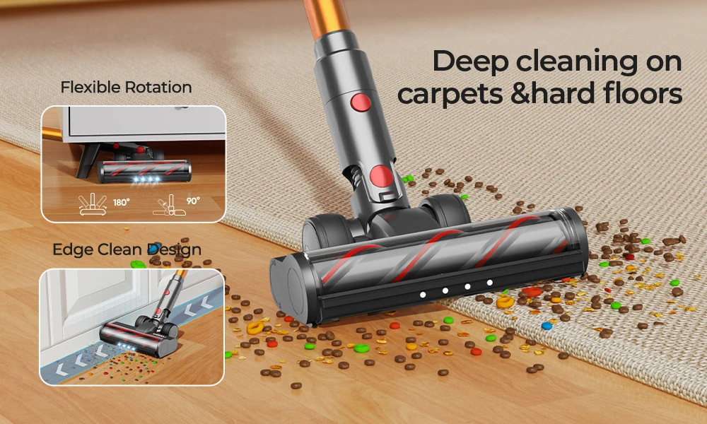 Laresar V7 500W 50000PA Suction Power Cordless Vacuum Cleaner Handheld smart Home Appliance Removable Battery Dust Cup