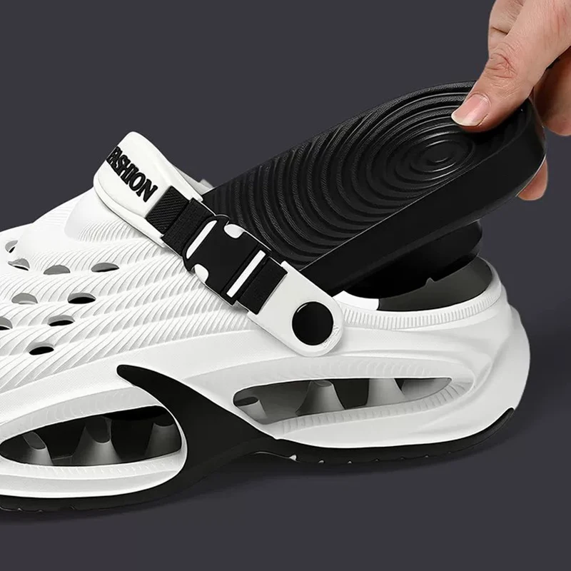 Fashion Hollow Out Thick Bottom Sports Sandals Men Eva Soft Sole Summer Clogs Sandals Men Non Slip Outdoor Driving Beach Sandles