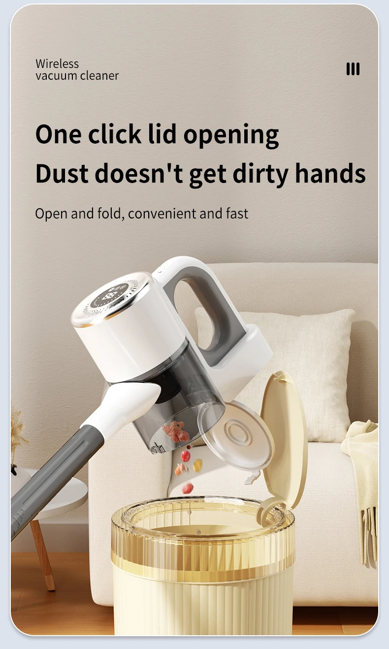 Handheld Cordless Vacuum Cleaner, 18Kpa 55Mins Smart Stick Vac with Tangle-Resistant Design Hard Floor Carpets Pet Hair