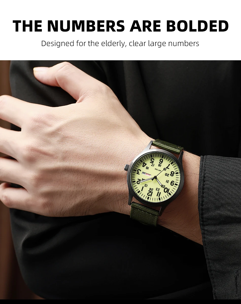 2024 TPW Field Watch Easy Reading Fabric Strap 24 Hours Display Quartz Movement