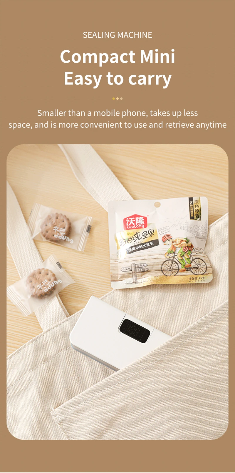 Mini Heat Sealer Plastic Bag Heat Sealing Machine Rechargable Plastic Storage Package Sealer Handheld Clip Bag Food Heat Sealer